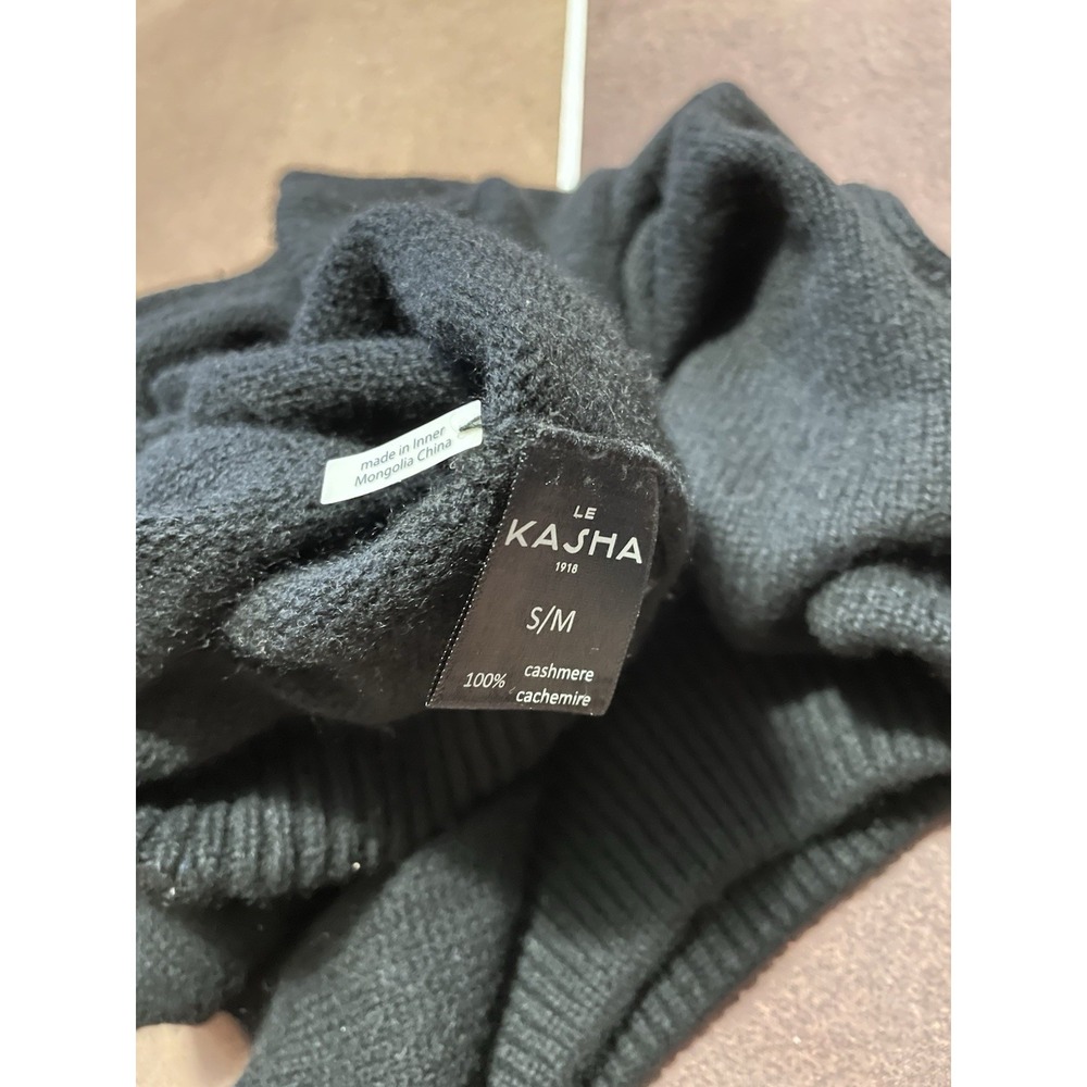 Le Kasha $900 Black 100% Organic Cashmere Black Turtleneck Sweater Size S/M - Picture 8 of 11